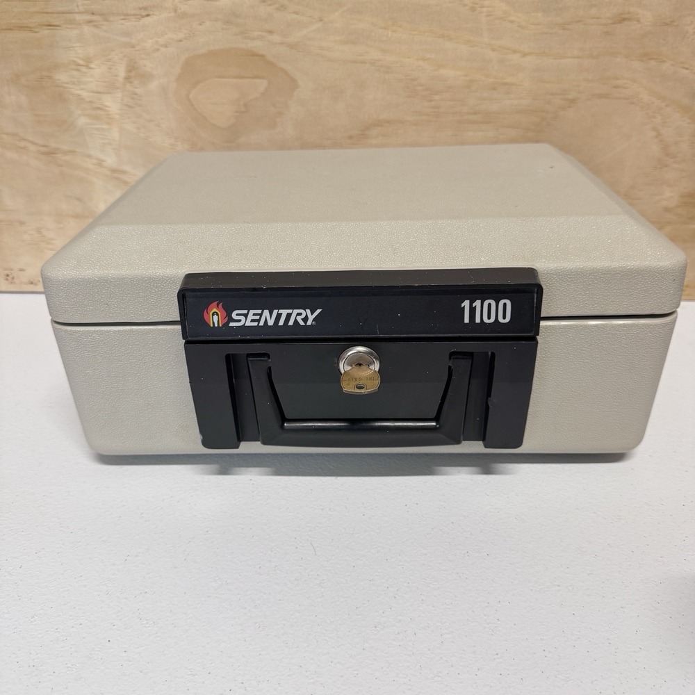 Sentry Safe 1100 Fire Proof Safe with Keys Valuables Portable Lock Box 1 key